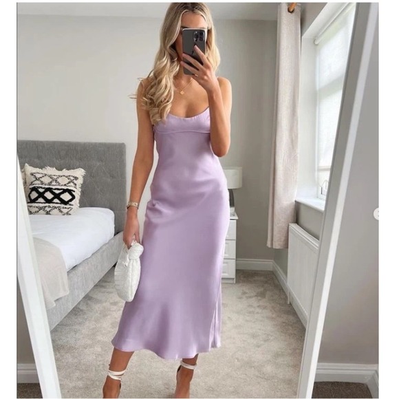 Zara Dresses & Skirts - NWT Zara Lilac Purple Satin Strappy Slip Midi Dress Straps Women 3304 361 XS
